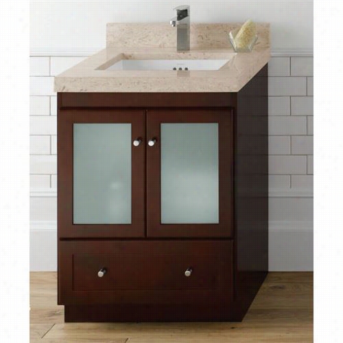 Ronbow 080824-1 Shaker 24"" Vanity Cabinet With 2 Frosted Glass Doors And Botttom Drawer