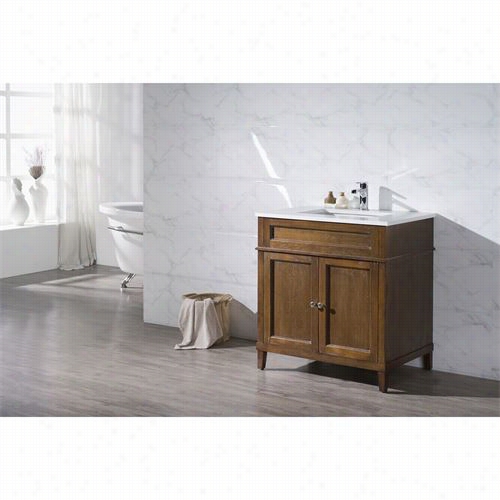 Stuffurhome Ty-76l5 -32-qz Hamilton 31"" Single Penetrate Bathroom Vanity In Medium Wood - Vanity Top Incldued