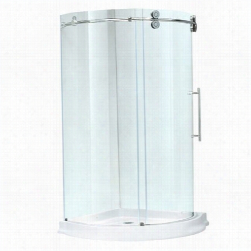 Vigo Vg6031chcl40wr 40"" X 40"" Frameless  Roudn 5/16"" Clear/chrome Shower Enclosure Right Sided Door Withw Hite Base