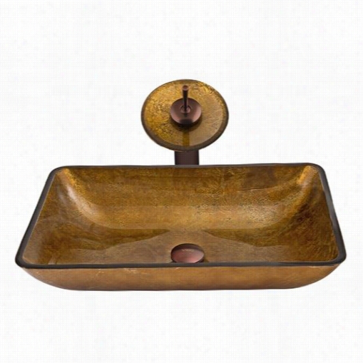 Vigo Vgt009rbrct Rectangular Copper Glass Vvessel Sink And Cataract Faucet Set In Oil Rubbed Broonze