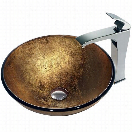 Vigo Vgt140 Liquid Gold Vessel Sink And C Hrome Faucet