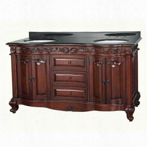 Belle Foret Etgvt6022d Esstates 61"" Vanity In Rich Mahogany With Blaack Granits  Vanity Top And 2 Whit Sink Basins - Vvanit Otp Included