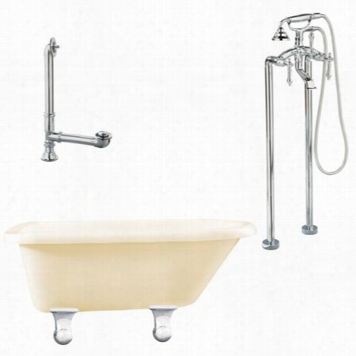 Giagni Lb2-pc-b Brighton 60"" Bisque Roll Top Tub With Floor Mount  Faucet In Polishe Dchrome