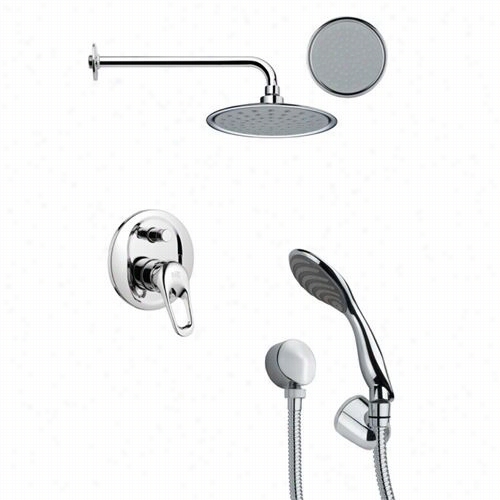 Reme By Nameek's Sfh6137 Orsino 15-5/9&quoot;" Round Shower Faucet In Chrome With Handheld Ho Wer And 4-4/6""h Diverter