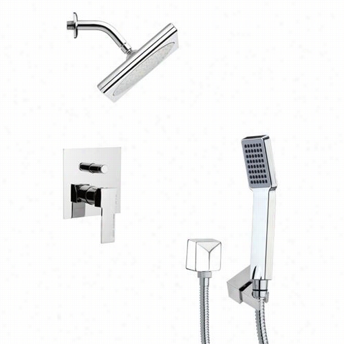 Remer By Nameek's Sfh6194 Orsino 9"&qot; Square Modern Shower Faucet In Chrome With Hand Shower And 6-1/9""h Diverter