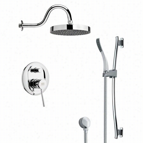 Remer By Nameek's Sf7062 Rendino Round Rain Shower Faucet  In C Hrmoe With Handheld Shower And 30""h Shower S Lidebar