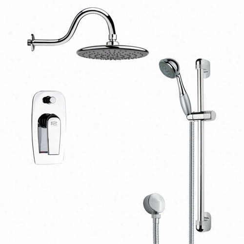 Remer Through  Nameek's Sfr7073 Rendino Sleekrain Shower Faucet Set In Chrome With 1&quo;"w Shower Hose