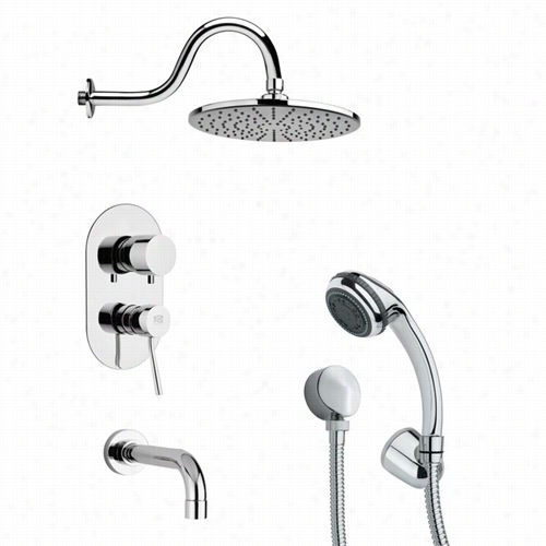 Remer By Nameek's Tsh4067 Tyga Rund Tu B And Shower Faucet Contrive In Chrome Wih Hand Shower And 4""w Tub Spout