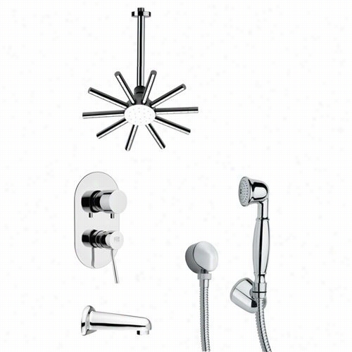 Remer By Nameek's Tsh4088 Tyga Sleek Cintemporary Round Shower System In Chrrome