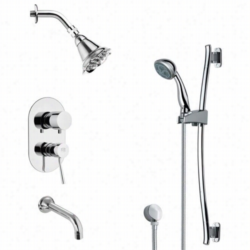 Remer By Nameek's Tsr0181 Galiano Contemporary  Round Shkwer System In Chrome With 8-1/""h Handheld Shower