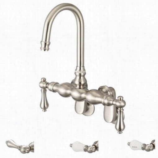 Water Reatino F6-0015-02 Vintage Classic Adjustable Spreas Tub Faucet With Goosenck Spout A Nd Swivel Wall Connector In B Rushed Nickel