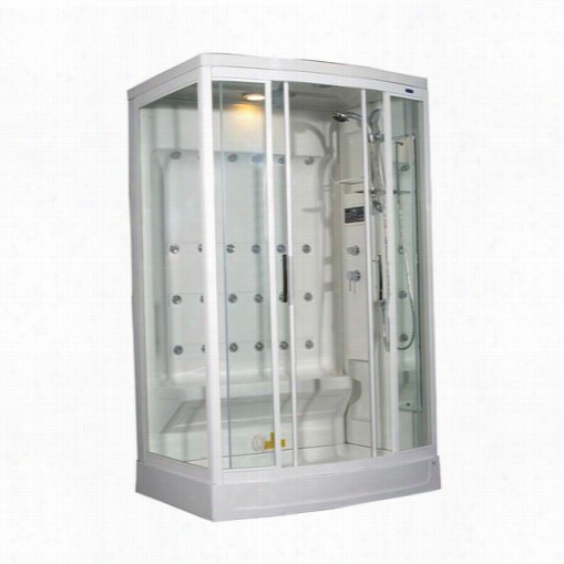 Aston Za219-r 52&uqot;" X 39"" X 85"" Steam Shower Enclosure With 24 Body Jets In Whitea Nd Right Hand