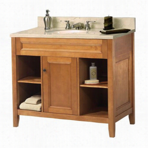 Foremost Triacm3722 Exhibit 37"&quo;tw Vanity In Ric H Cinnamon With Crema Marfil Marble Top - Vanity Top Icluded