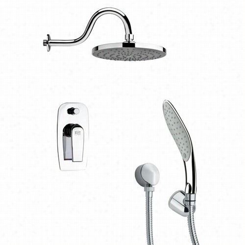 Remer By Nameek's Sfh6082 Orsiho 2-3/5"" Sleek Round Shower System In Chrome Wit 6""h Divrrter