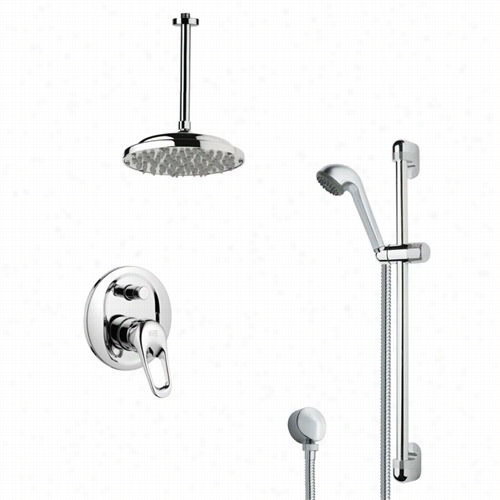 Remer By Nameek's Sfr7023 Rendino Modrn Round Rain Shower Faucet Set In Chrome With 2-1/6""w Diverter