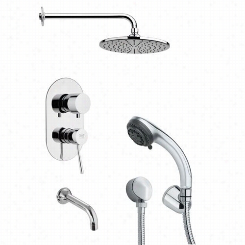 Remer Bynameek's Tsh4156 Tyga Sleek Round Showeer System In Cchrome With 9""h Handheld Shower