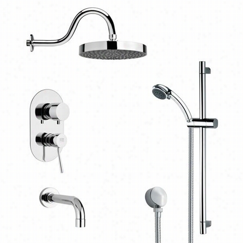 Rejer By Nameek's Tsr9061 Galiano Sleek Tub And Rain Showwer Faucet Set In Chrome With 27-1/6"" Hshower Slidebar
