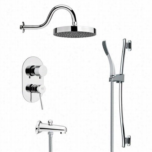 Remer By Nameek's Tsr9062 G Aliano Sleek Tub Adnrain  Shower Faucet Set In Chrome With 30""h Shower Slideb Ar