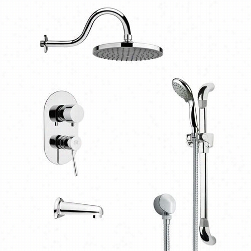 Remer By Nameek's Tsr9064 Galiano Sleek Tub  And Rain Shoewr Faucet In Chrome Wiith 29-1/8""h Shower Slidebar