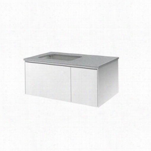 Robern V3d6bll19 36"" Two Drawer Deep Vanity In Satin White With Left Sink And Nightlight