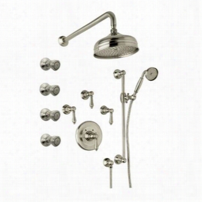 Rohl Akit36lh-stn Country Bath Thermostatic Shower System In Satin Nickel By The Side Of H Ex Metal Leve R Handle