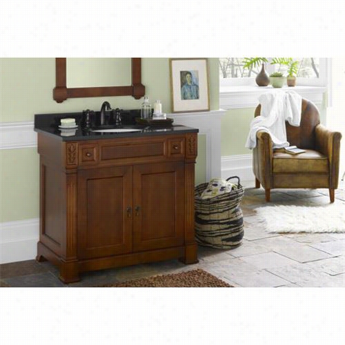 Ronnbow 064036-f11 Verona 36"" Vanity Cabinet With  Double Wood Doors And Shelf Inside In Colonial Cherry