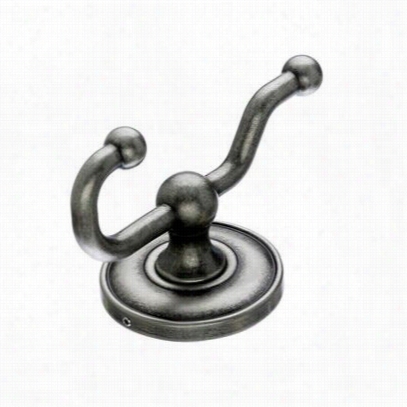 Top Knobs Ed2apd Edwardiab Bath Double Hook With Plain Backplate In Antique Pewter