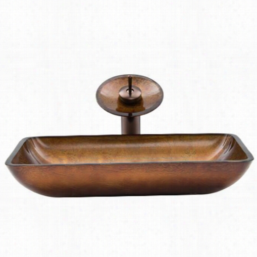 Vigo Vgt0 Vessel Sink And Waterafll Faucet Set In Oil Rubbed Bronze