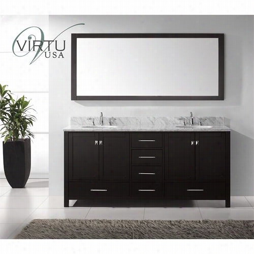 Virtu Usa Gd-50072-wmro Caroline Avenue 72"" Double Round Sink Bathroom Vaniity With Italian Carrara White Marble Countertop - Vanity Top Included