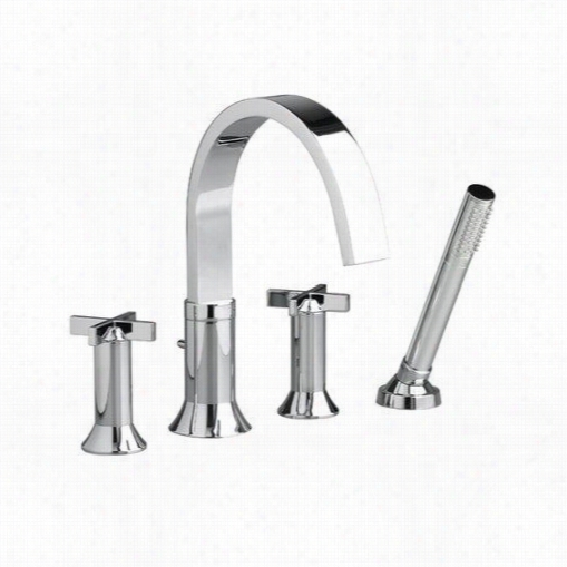 American Standard 7430.921.002 Berwickdeck  Mounted Tub Filler In Chrome Withc Ross Handles