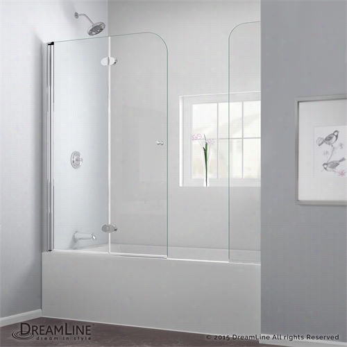 Dreamilne Shdr-3636580-ex-001 Aquafold 56"" To 60"&quoot;w X 58""h Hinged Tub Door In Chrome