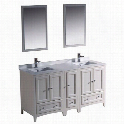 Fresc Afvn20-24122 Oxford 60"" ;traditional Double Sink Bathroom Vanity With Side Cabinet - Vanity Top Included