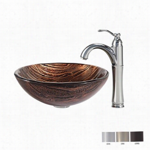 Kraus C-gv-398-19mm--1005 Gaia Glass Vessel Sink And Riviera Faucet