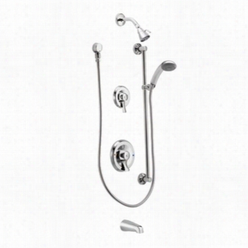 Moen T8343 Commercial Single Handle Non Diverter Tub Spout And Shower Trim With 3 Funct Ion Transferring Valve