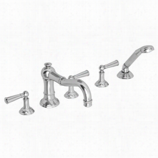 Newport Brass 3-2477 Double Handle Deck Mounted Roman Tub Filler With Tub Spout, Personal Hand Howerand Metal Leve Rhandles