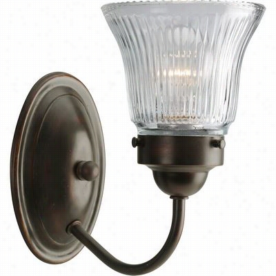 Progress Lighting P32287-20 Economy Fluted Glass 1 Light Bathroom Lighting In Antique Bronze