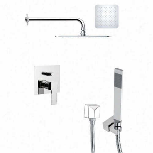Remer By Nameek's Sfh6117 Orsino 15-5/9"" Modern Square Shower System In Chrome With 7-2/7""h Diverter