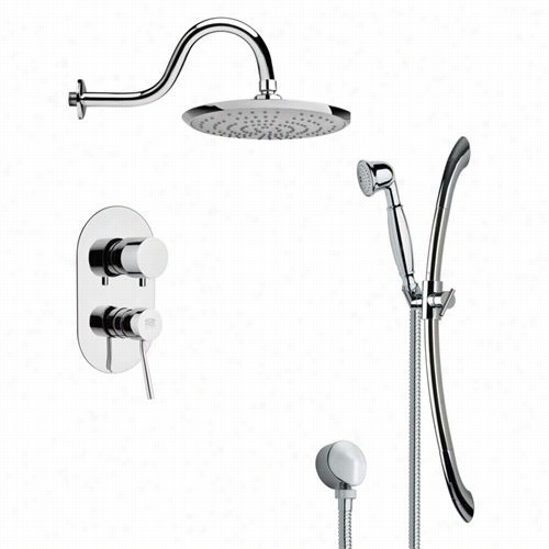 Remer By Nameek's Sfr7077 Rendino Sleek Rain Shower Faucet Set In Chrome With 6-1/9""w Diverter