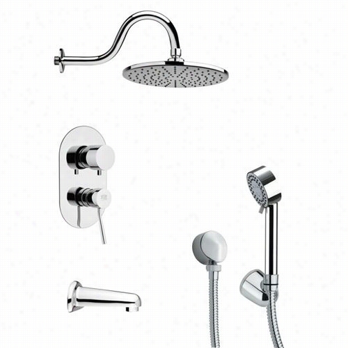 Remer Y Nameek's Tsh4069 Tyga Modern Round Shower System In Chrome And 3-1/3""w Handheld Shower