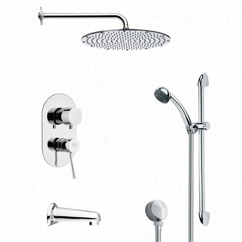 Remer By Nameek's Tsr9091 Galiano Contemporary Tub Adn Shower Faucet In Chrome With ""h Handheld Shower