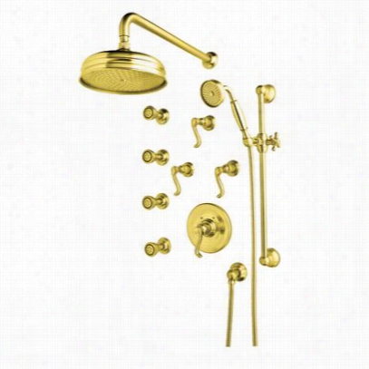 Rohl Akit76lm-ibc Ountry Baath Alessandria Shower System In Ica Brass With Metal Lever Handle