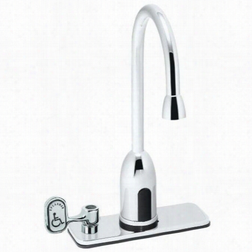 Speakman S-9218-ca Sensorflo Ac Powered Sensor Gkoseneck Faucet With 4"" Deck Plate, Under Countre Mechanical Mixer And Manual Override