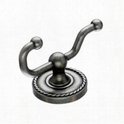 Top Knobs Ed2apf Edwardiaj  Bathh Double Hook With Rope Backplate In Ant Ique Pewter