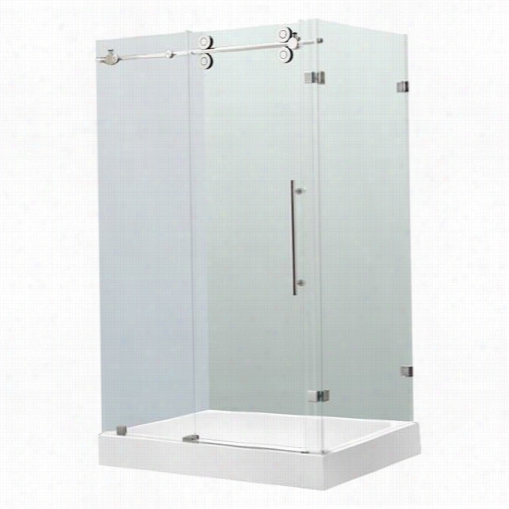 Vigo Vg6051chcl48wl 36"" X 48"" Frameless 3/8""s Hower Enclosure In Clear/chrome Attending Left Base