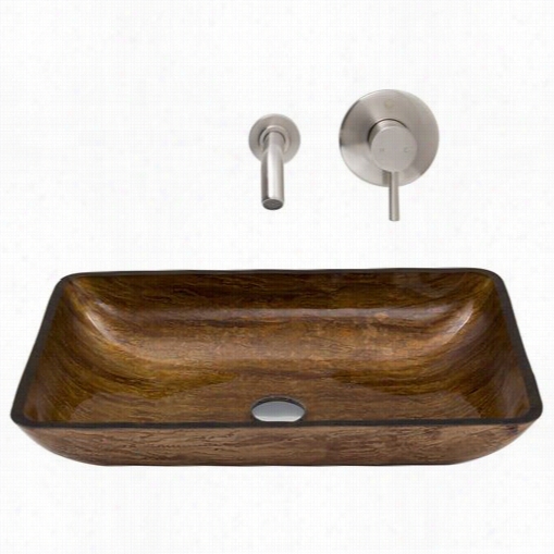 Vigo Vgt29 Rectangular Amber Sunset Glass Vesssel Sink And Olus Wall Mpun Tfaucet Set