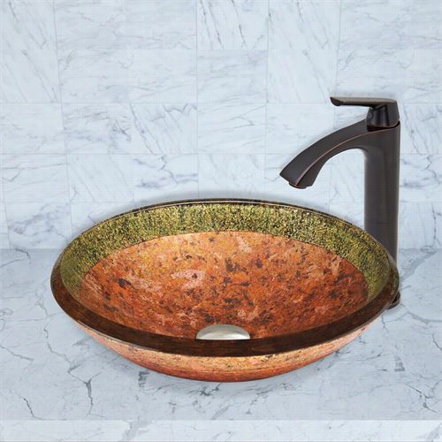 Vigo Vgt377 Janus Glass Vessel Sink And Llinus Faucet Seti N Antique Rubbed Bronze