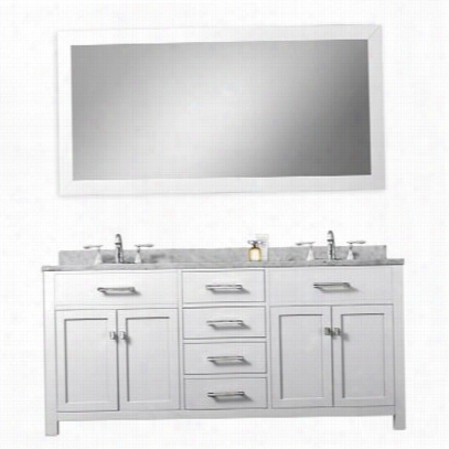 Water Creation Madison-60 Madison 60 Q&uuot;" Solid White Double Sink Bathroom Vanity With Mqtching Frramed Mirror