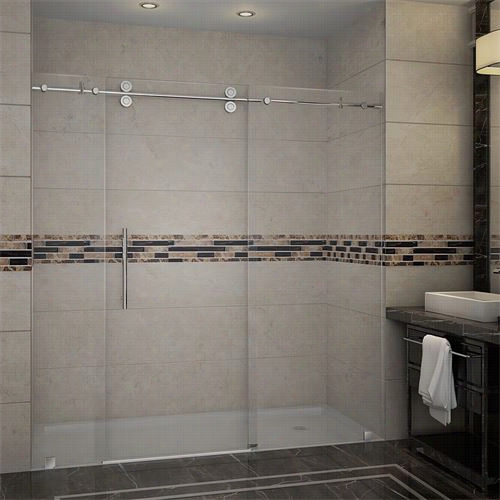 Aston Sdr978 Langham 72&quof;" X 75&qjot;" Completely Frameelss Sliding Shower Door