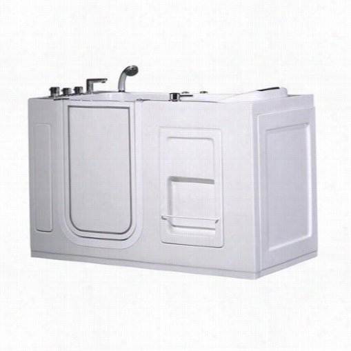 Aston Wt623j.1j-ac-i-l 55"" Walk-in Whilrpool Bath Tub In White With Left Drain And Side Panel