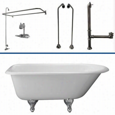 Barclay Tkctr67-cp4 67"" Cast Iron Tub Kit In Chrome With Tub Filler, 62"" Riser And Recatnular D Shower Ring